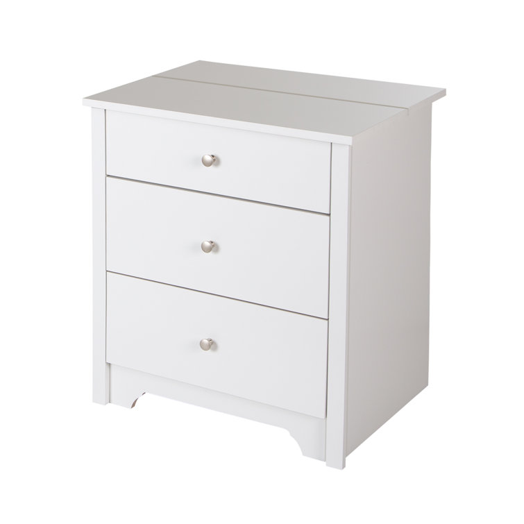 Pure White 2-Drawer Nightstand with Built-In Charging Station