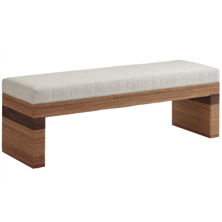 Rosemead Seagrass Wicker 3-Seater Bench with White Polyester Cushion