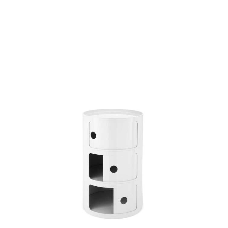 Componibili 3-Compartment White ABS Plastic Storage Unit