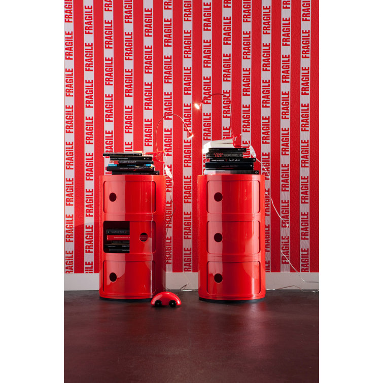 Componibili 3-Compartment Red ABS Plastic Storage Unit