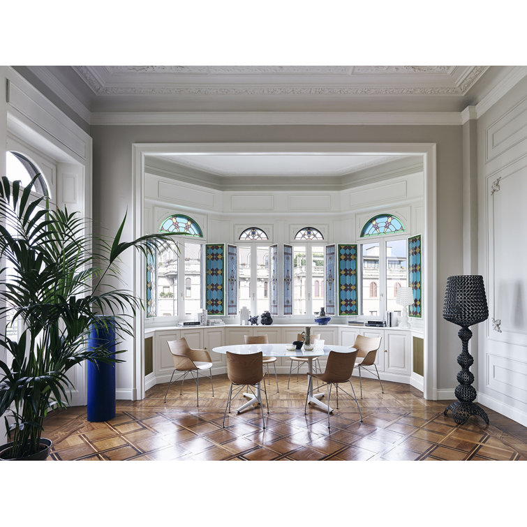 Philippe Starck Sinuous Veneer Light Wood & Chrome Arm Chair