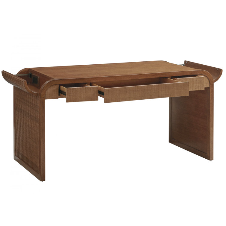 Brown Wood Home Office Desk with Drawers and USB Ports