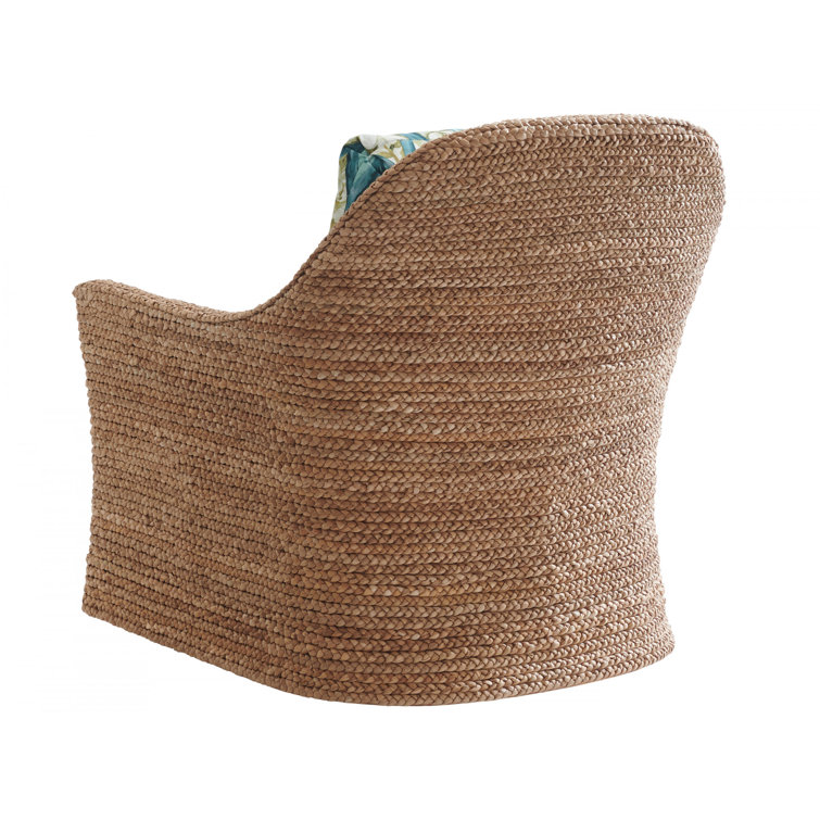 Palm Desert Soren Swivel Club Chair in Blue/Green Cotton