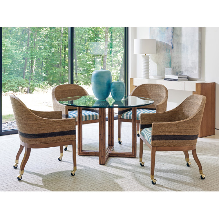 Sierra Tan Lampakanai Rope Woven Arm Chair with Green Stripes