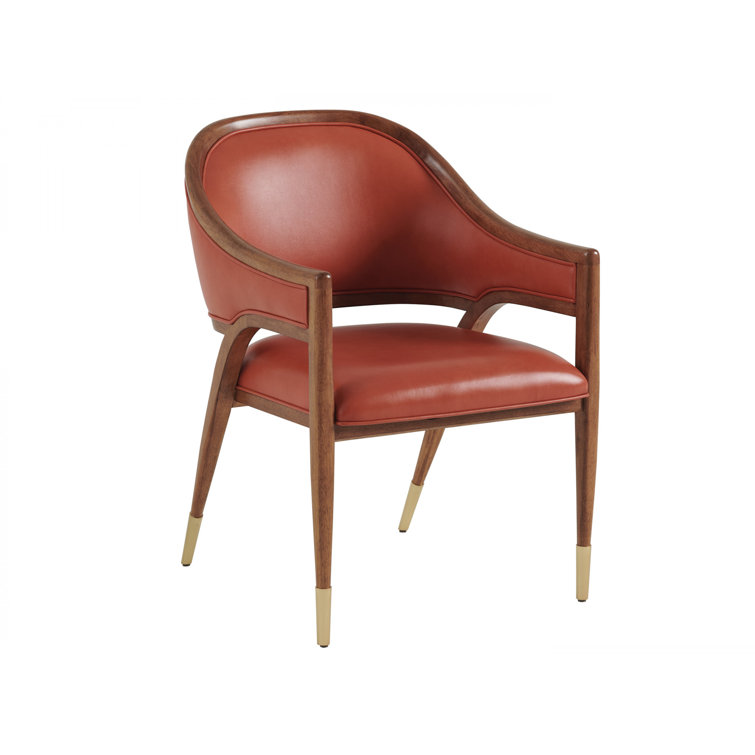 Red Rattan Upholstered Arm Chair with 25.5" Arm Height