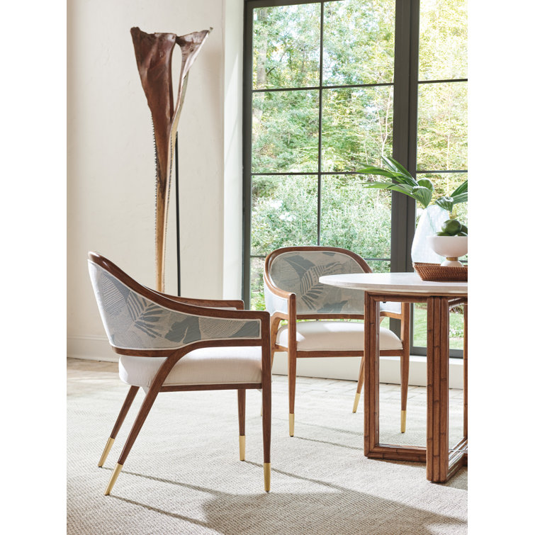 Palm Desert Jameson Blue Beige Brown Upholstered Arm Chair