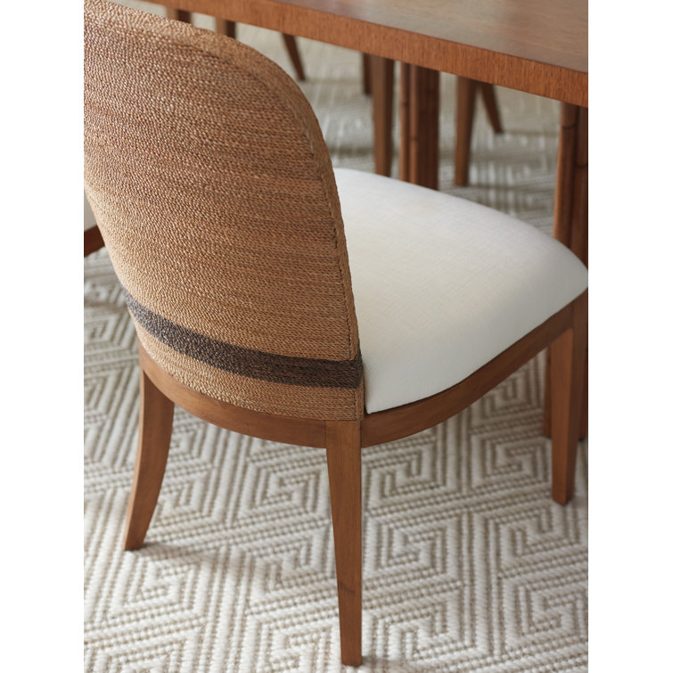 White Linen Upholstered Wood Side Chair