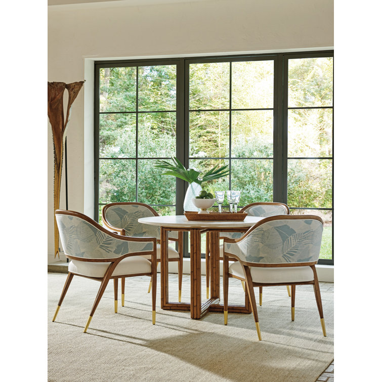 Palm Desert Jameson Blue Beige Brown Upholstered Arm Chair