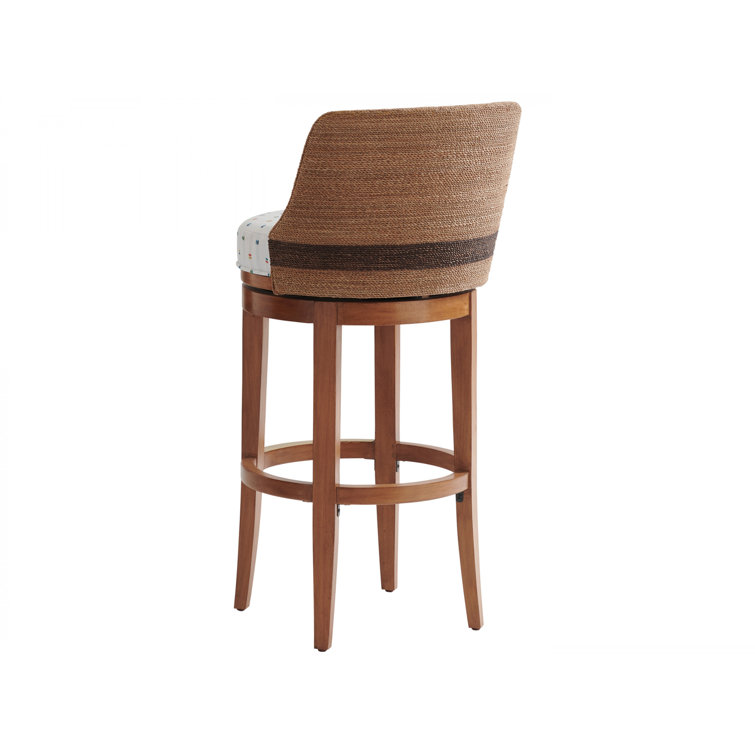 Sierra Tan Hickory & Rope Swivel Bar Stool with White Polka Dots