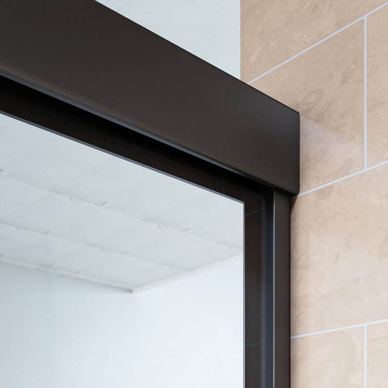 Elegant Black Matte Sliding Bathtub Shower Door with Tempered Glass