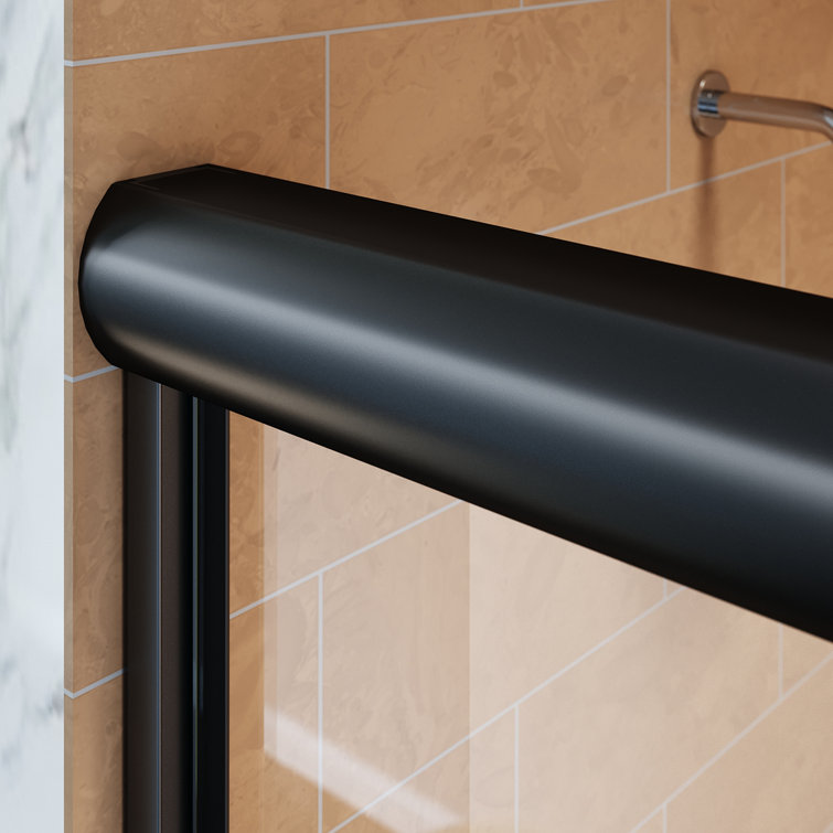 Elegant Black Matte Sliding Bathtub Shower Door with Tempered Glass