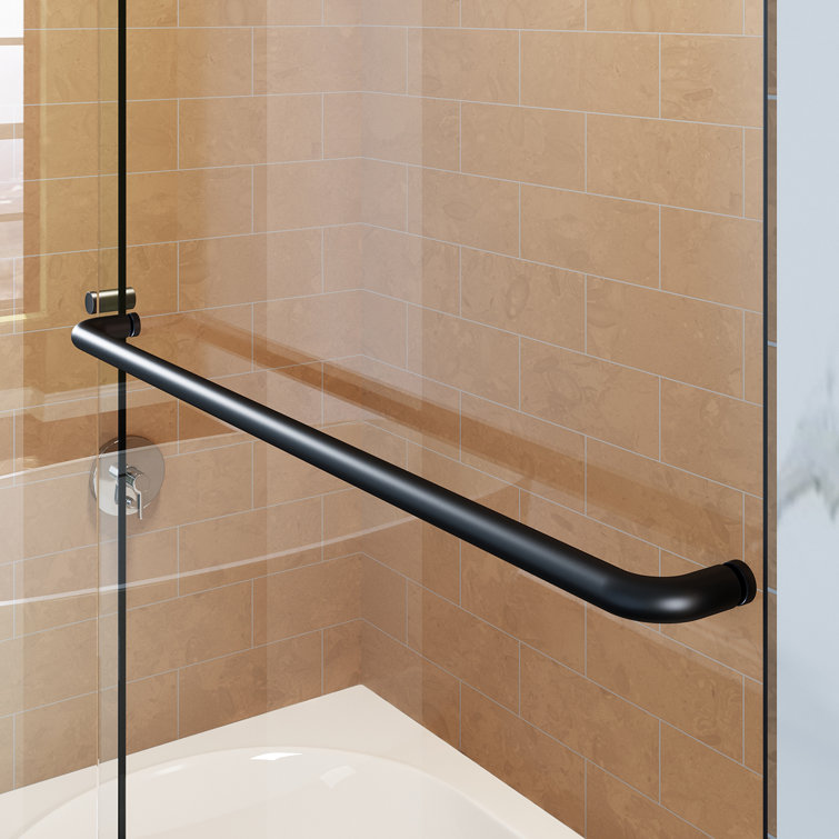 Elegant Black Matte Sliding Bathtub Shower Door with Tempered Glass