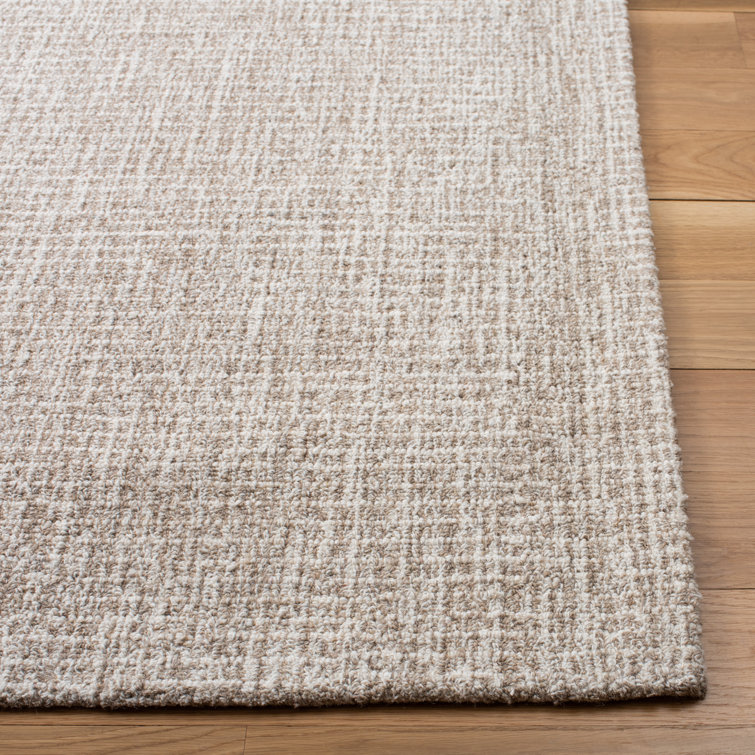 Ivory and Grey 6' x 6' Square Hand Tufted Wool Rug