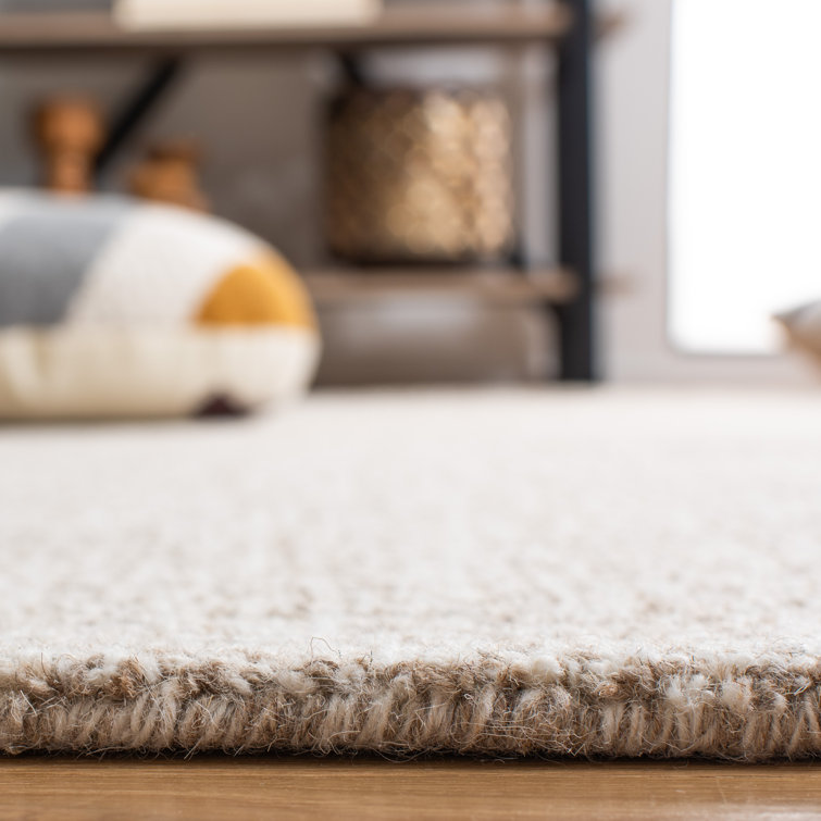 Ivory and Grey 6' x 6' Square Hand Tufted Wool Rug
