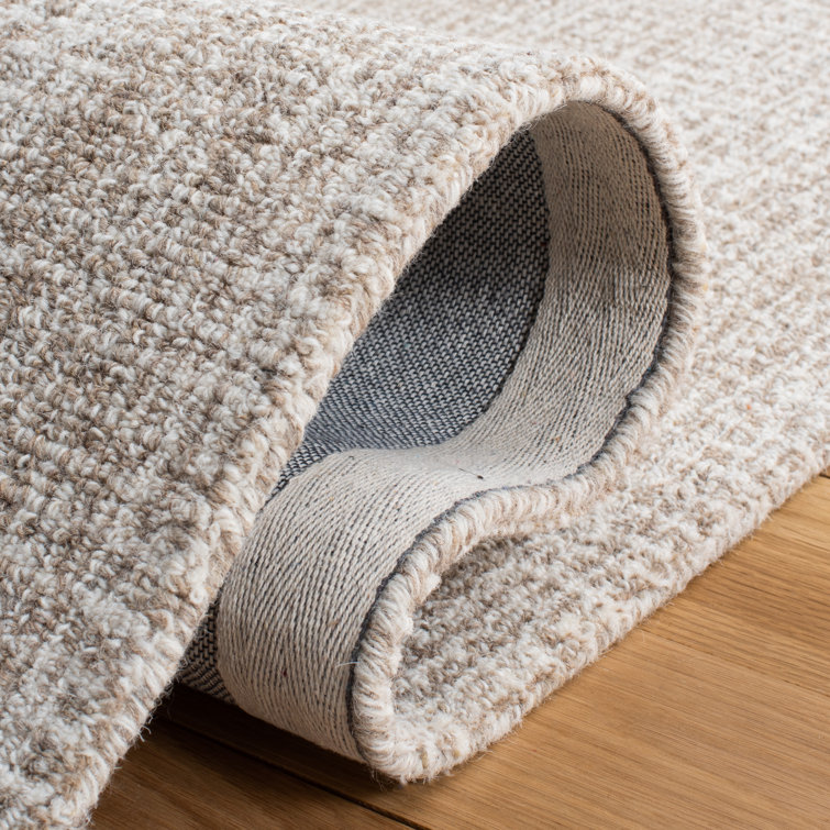 Ivory and Grey 6' x 6' Square Hand Tufted Wool Rug