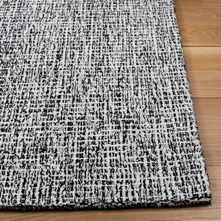 Hand-Tufted Black and White Wool Runner Rug