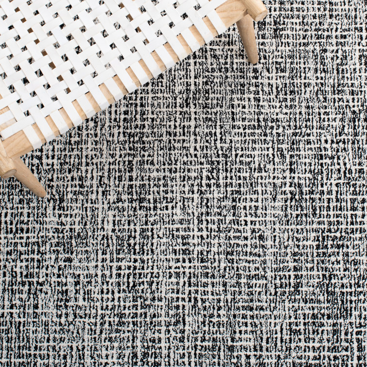 Hand-Tufted Black and White Wool Runner Rug