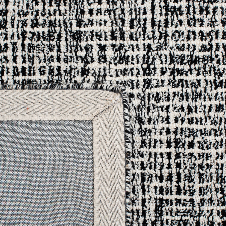 Hand-Tufted Black and White Wool Runner Rug