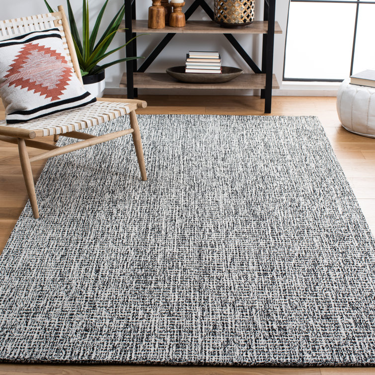 Hand-Tufted Black and White Wool Runner Rug
