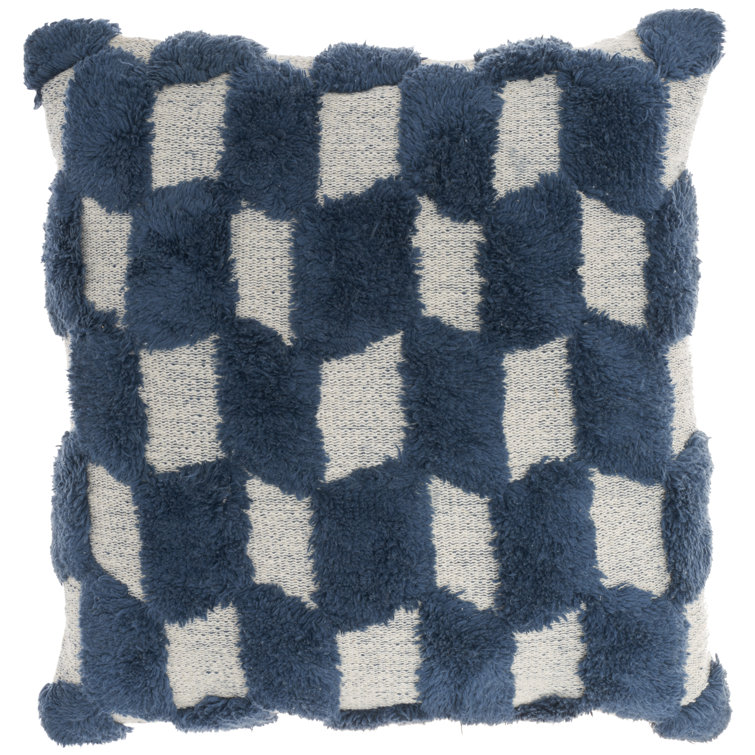 Nicole Curtis Handmade Navy 18" Square Cotton Blend Throw Pillow