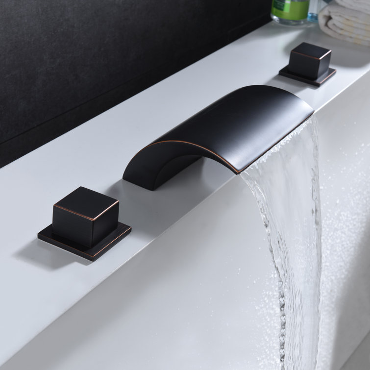 Oil Rubbed Bronze Modern Roman Tub Faucet with Stainless Steel Handles