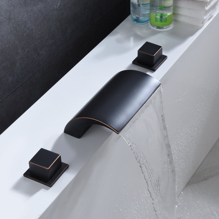 Oil Rubbed Bronze Modern Roman Tub Faucet with Stainless Steel Handles