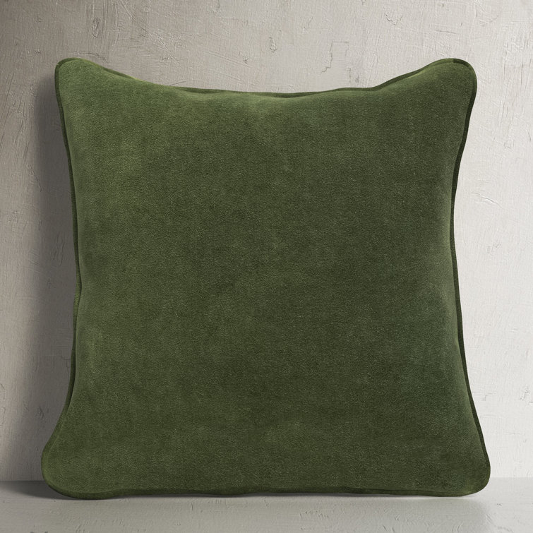 Medium Green Cotton Euro Square Throw Pillow