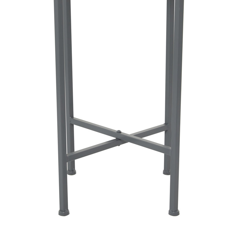Dark Gray Metal Round Indoor/Outdoor Planter with Stand