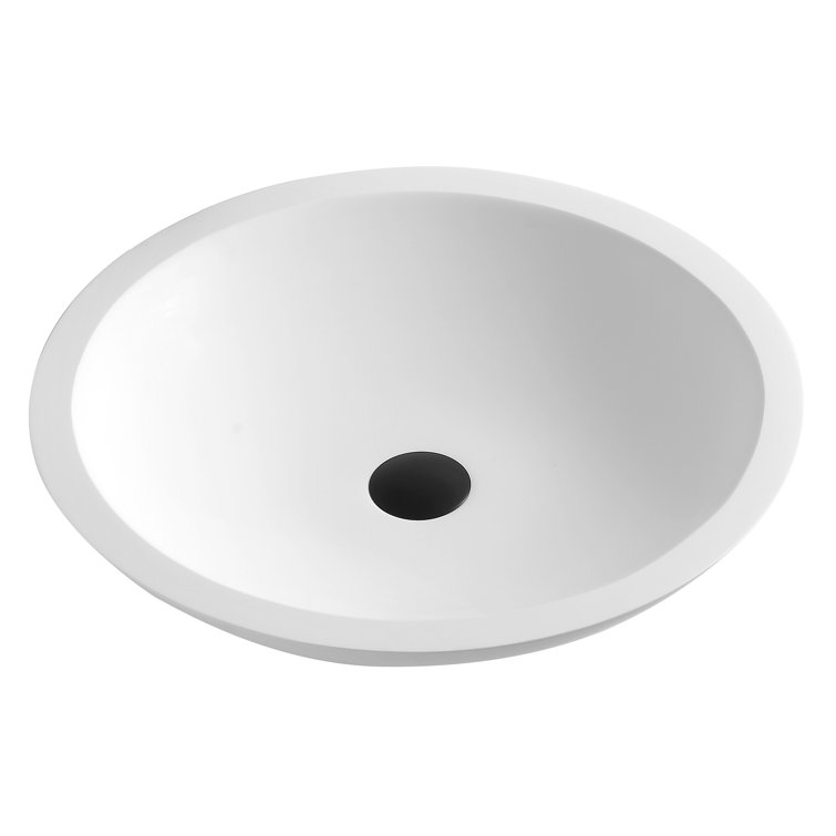 Matte White Acrylic Round Above-Counter Vessel Sink, 19.25"