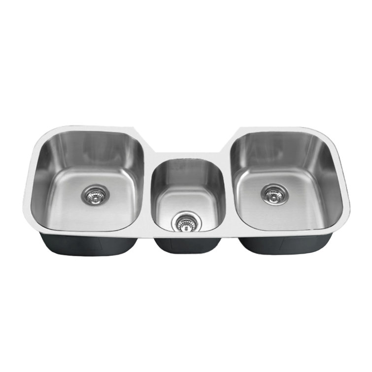 46" Triple Bowl Stainless Steel Undermount Kitchen Sink