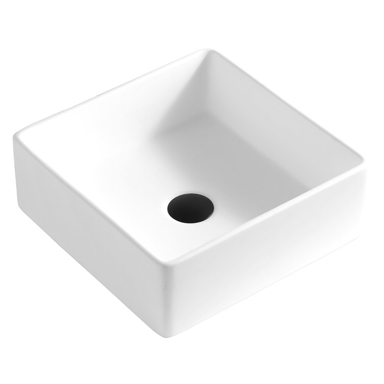 Matte White 14.5'' Acrylic Square Vessel Bathroom Sink