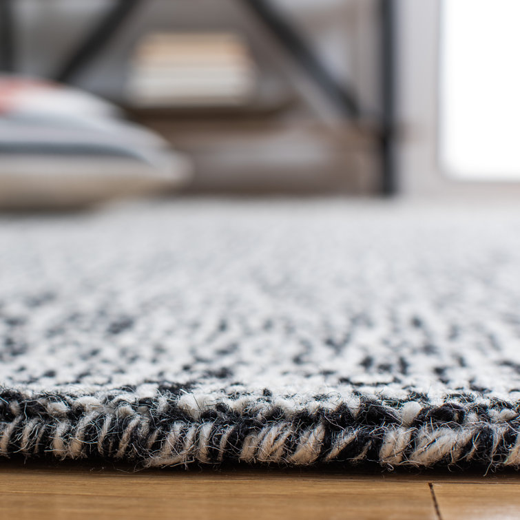 Hand-Tufted Black and White Wool Runner Rug
