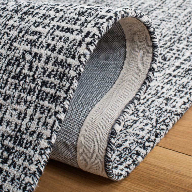 Hand-Tufted Black and White Wool Runner Rug