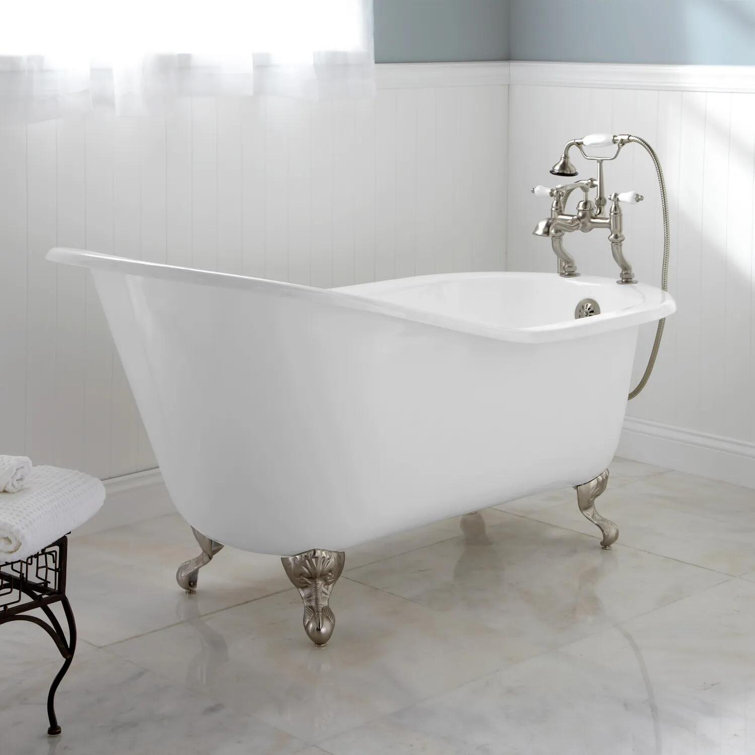 61" White Cast Iron Freestanding Clawfoot Soaking Tub