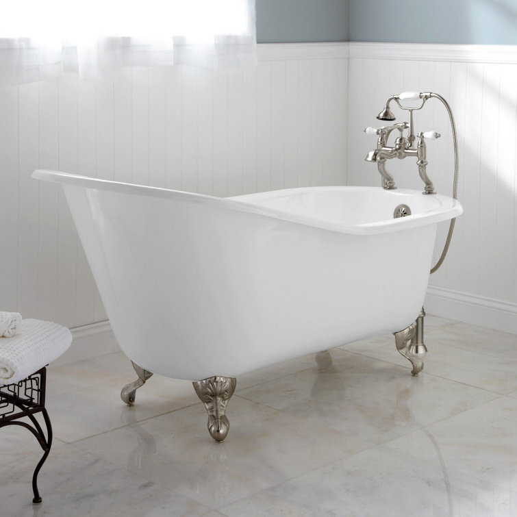 61" White Cast Iron Clawfoot Soaking Tub with Ball-and-Claw Feet