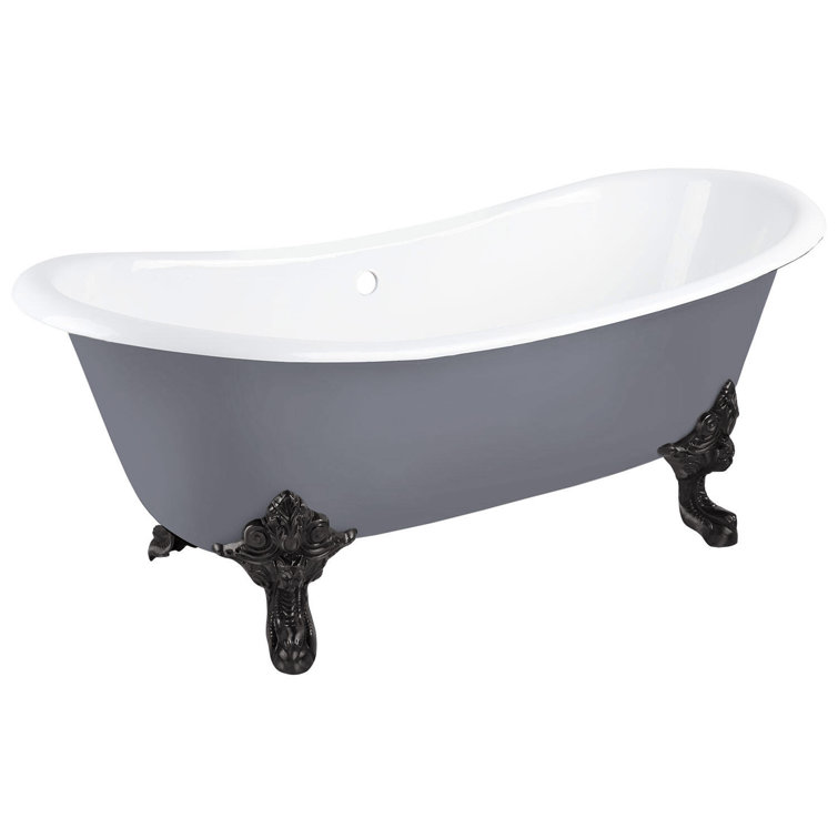 72" Dark Gray Cast Iron Clawfoot Freestanding Soaking Tub