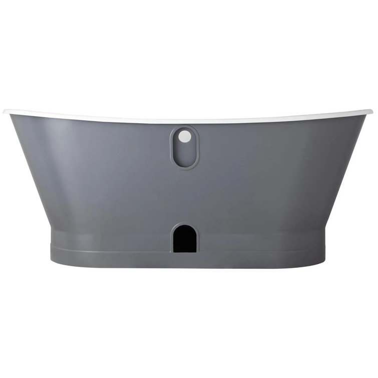 Kateryn 67" Gray Freestanding Oval Cast Iron Bathtub