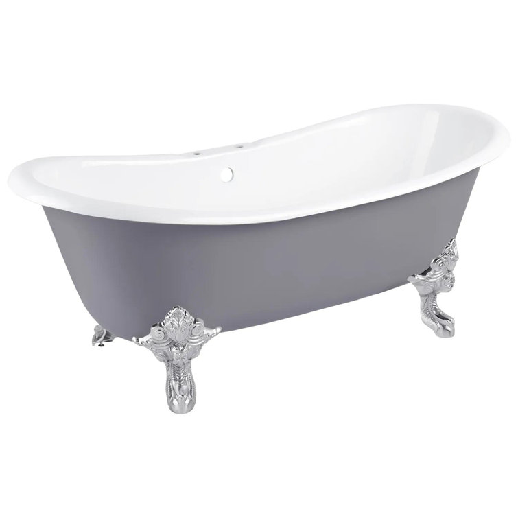 72" Dark Gray Cast Iron Clawfoot Freestanding Soaking Tub