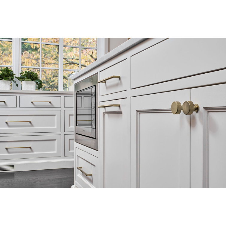 Satin Brass Round Knurled Cabinet Knob with Mounting Hardware
