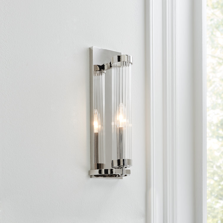 Demi 16" Polished Nickel Cylinder Wall Sconce with Clear Glass