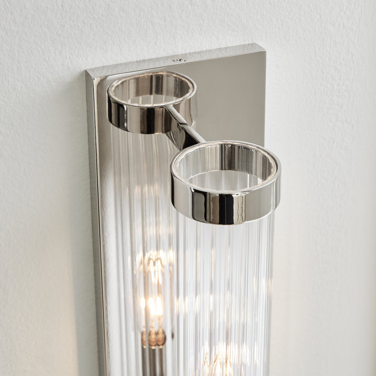 Demi 16" Polished Nickel Cylinder Wall Sconce with Clear Glass