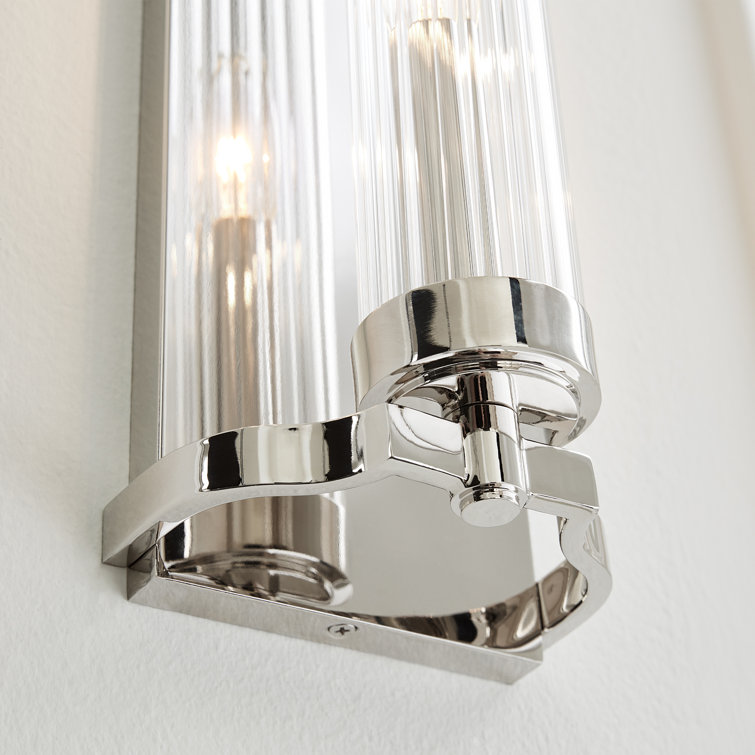Demi 16" Polished Nickel Cylinder Wall Sconce with Clear Glass