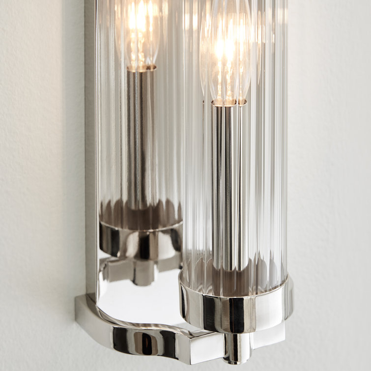 Demi 16" Polished Nickel Cylinder Wall Sconce with Clear Glass