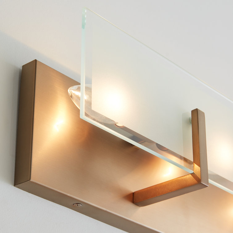 Satin Brass 6-Light Dimmable Outdoor Vanity with Etched Glass