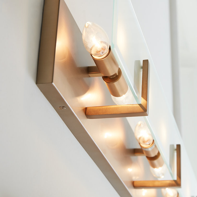 Satin Brass 6-Light Dimmable Outdoor Vanity with Etched Glass