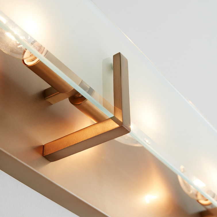 Satin Brass 6-Light Dimmable Outdoor Vanity with Etched Glass
