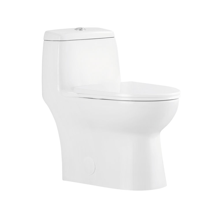 White High Efficiency Dual Flush One-Piece Elongated Toilet