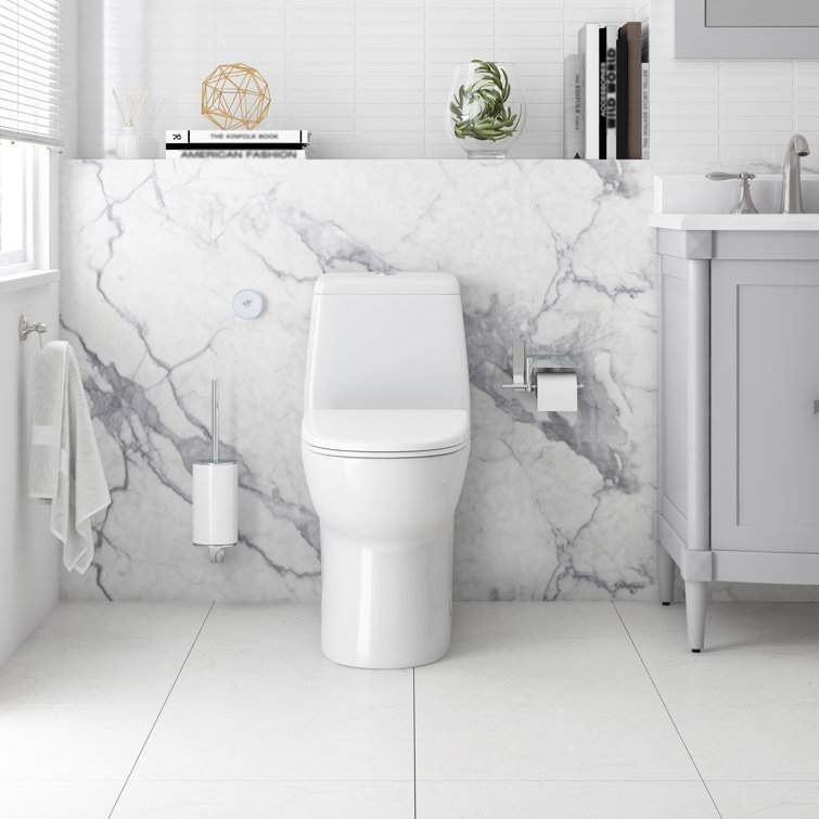White High Efficiency Dual Flush One-Piece Elongated Toilet