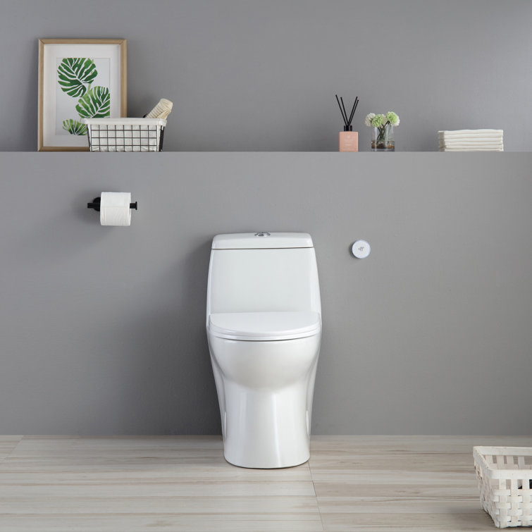 White High Efficiency Dual Flush One-Piece Elongated Toilet