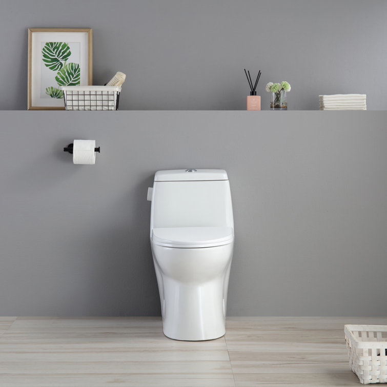 White High Efficiency Dual Flush One-Piece Elongated Toilet